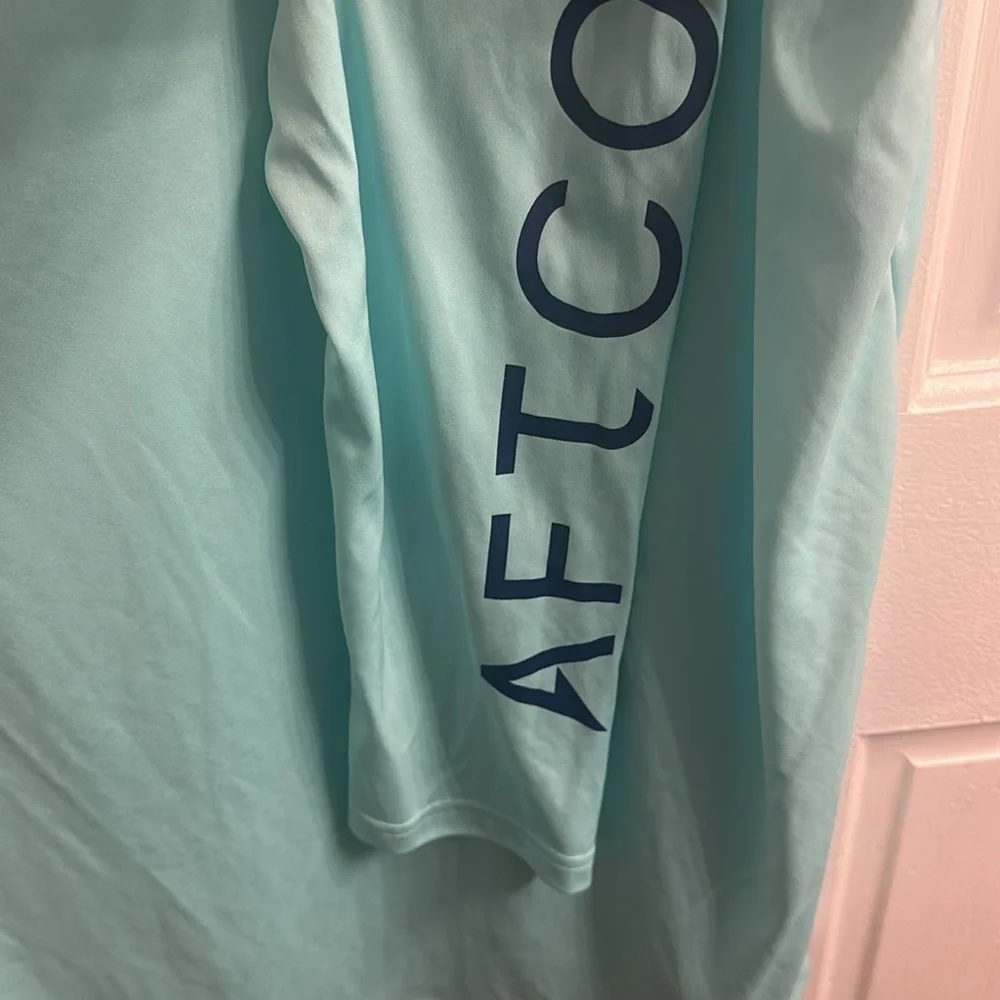 AFTCO Aqua blue Long Sleeve Tee Classic Design size 3XL 100% polyester